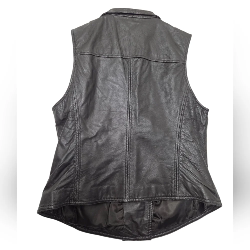 Liz Claiborne brown leather vest zip up large - Picture 2 of 10